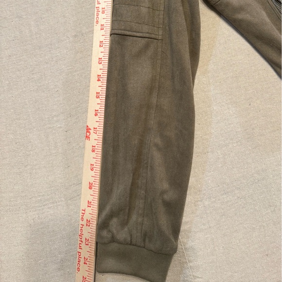Vici Olive Green Suede Bomber Zip-Up Jacket - Picture 6 of 7
